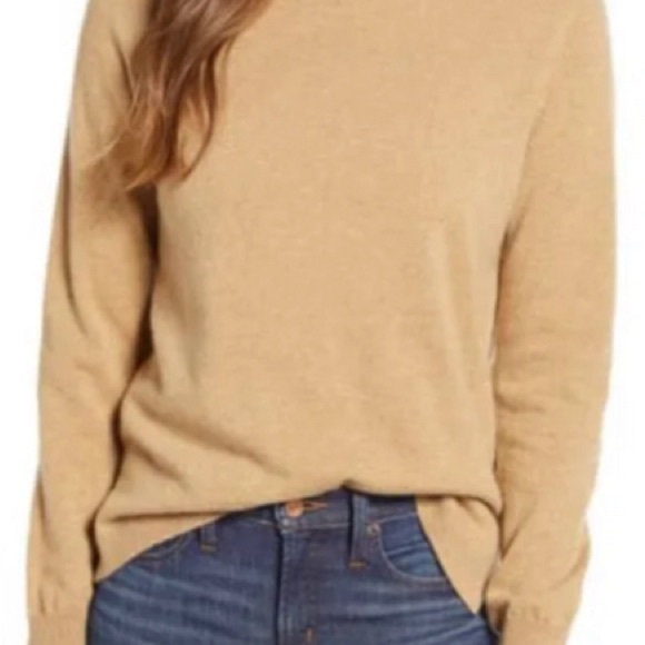 NWT J.Crew Merino Wool Heather Camel Side Slit Turtleneck - Picture 3 of 13
